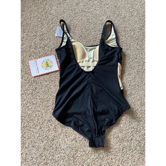 Suit Yourself! One Piece Swimsuit Tummy Thinner Black Gold 28-0673-5 Swim 16 - Picture 8 of 12